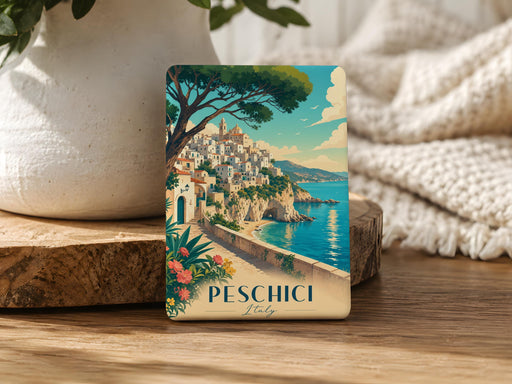 Peschici Italy Fridge Magnet, Peschici Coastal Town Souvenir, Gargano Peninsula Travel Keepsake, Italy Vacation Magnet