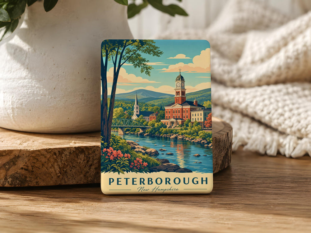 Peterborough NH Fridge Magnet, Peterborough New Hampshire Souvenir Magnet, Travel Gift, Hometown Keepsake, USA Town Magnet