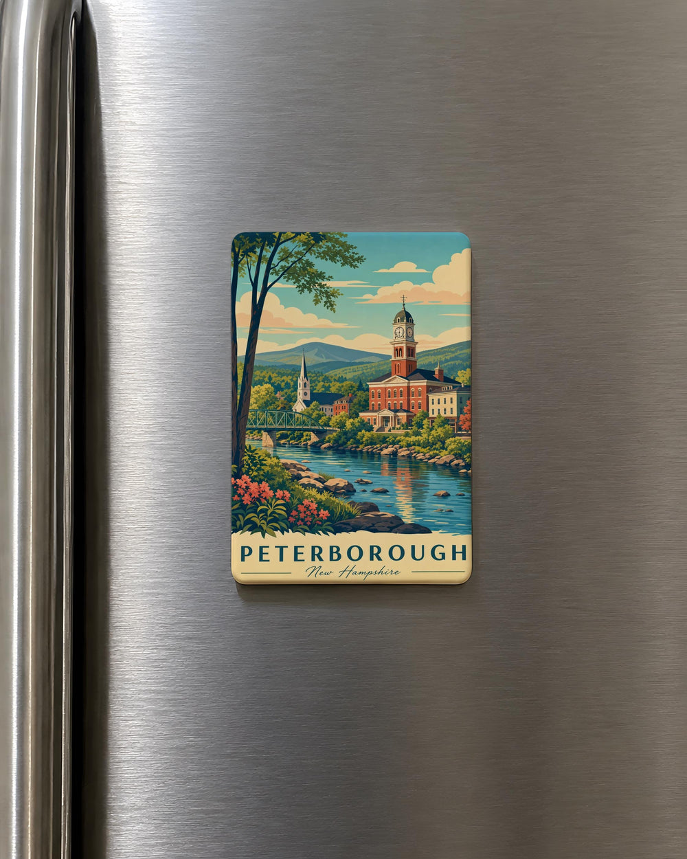 Peterborough NH Fridge Magnet, Peterborough New Hampshire Souvenir Magnet, Travel Gift, Hometown Keepsake, USA Town Magnet