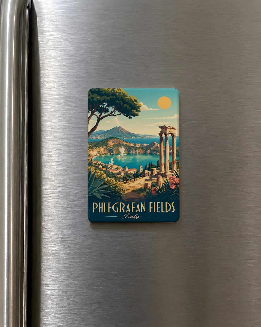 Phlegraean Fields Fridge Magnet, Campi Flegrei Italy Volcanic Caldera Landmark Souvenir Magnet