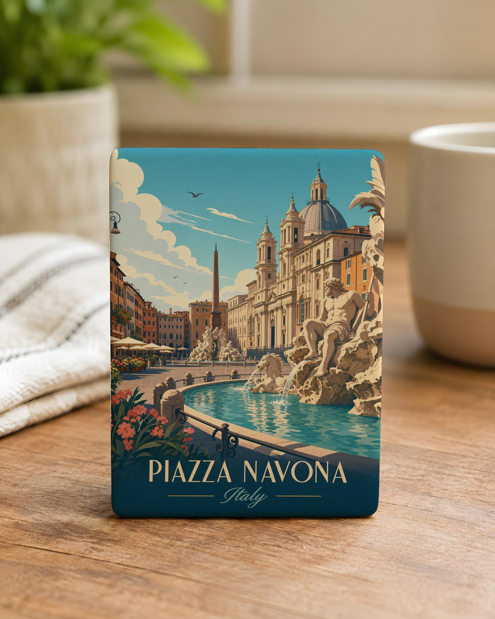 Piazza Navona Rome Fridge Magnet, Italy Travel Souvenir Magnet, Roman Square Landmark Magnet, Rome Vacation Gift