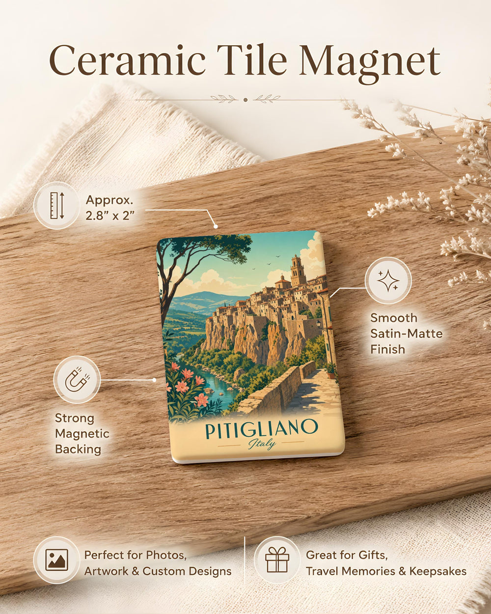 Pitigliano Italy Fridge Magnet, Pitigliano Tuscany Travel Souvenir, Italian Hill Town Landmark Magnet, Italy Vacation Keepsake