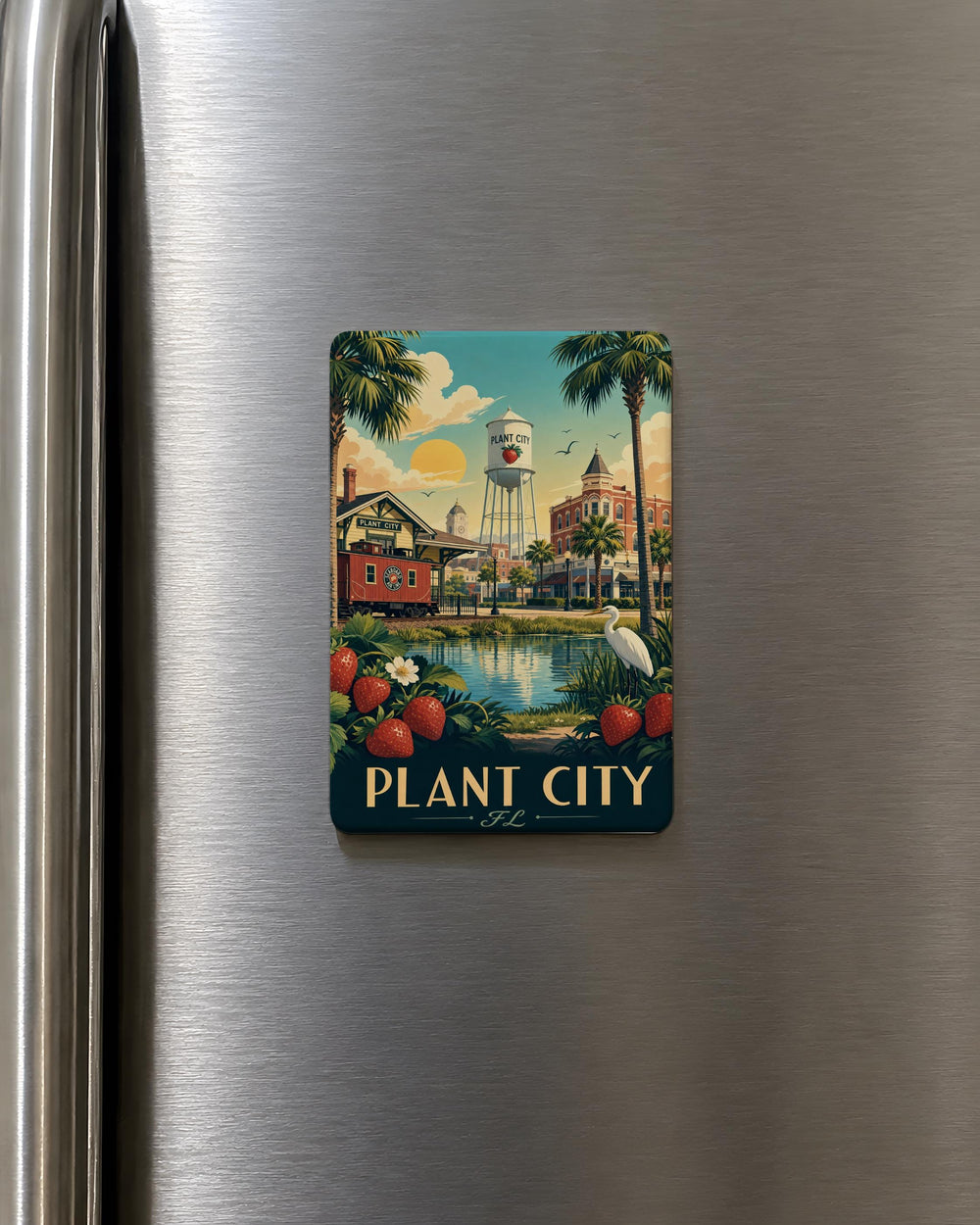 Plant City FL Fridge Magnet, Plant City Florida Souvenir Magnet, City Name Travel Keepsake Refrigerator Magnet