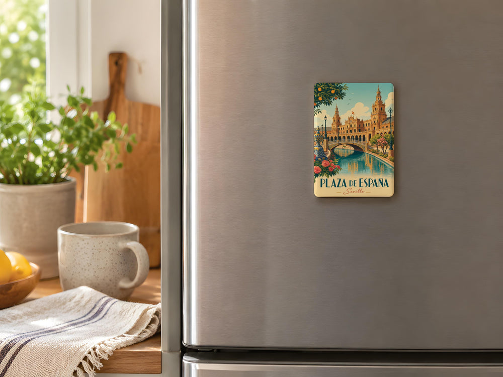 Plaza de España Seville Fridge Magnet, Spain Landmark Souvenir Magnet, Seville Travel Gift, Andalusia Keepsake Magnet