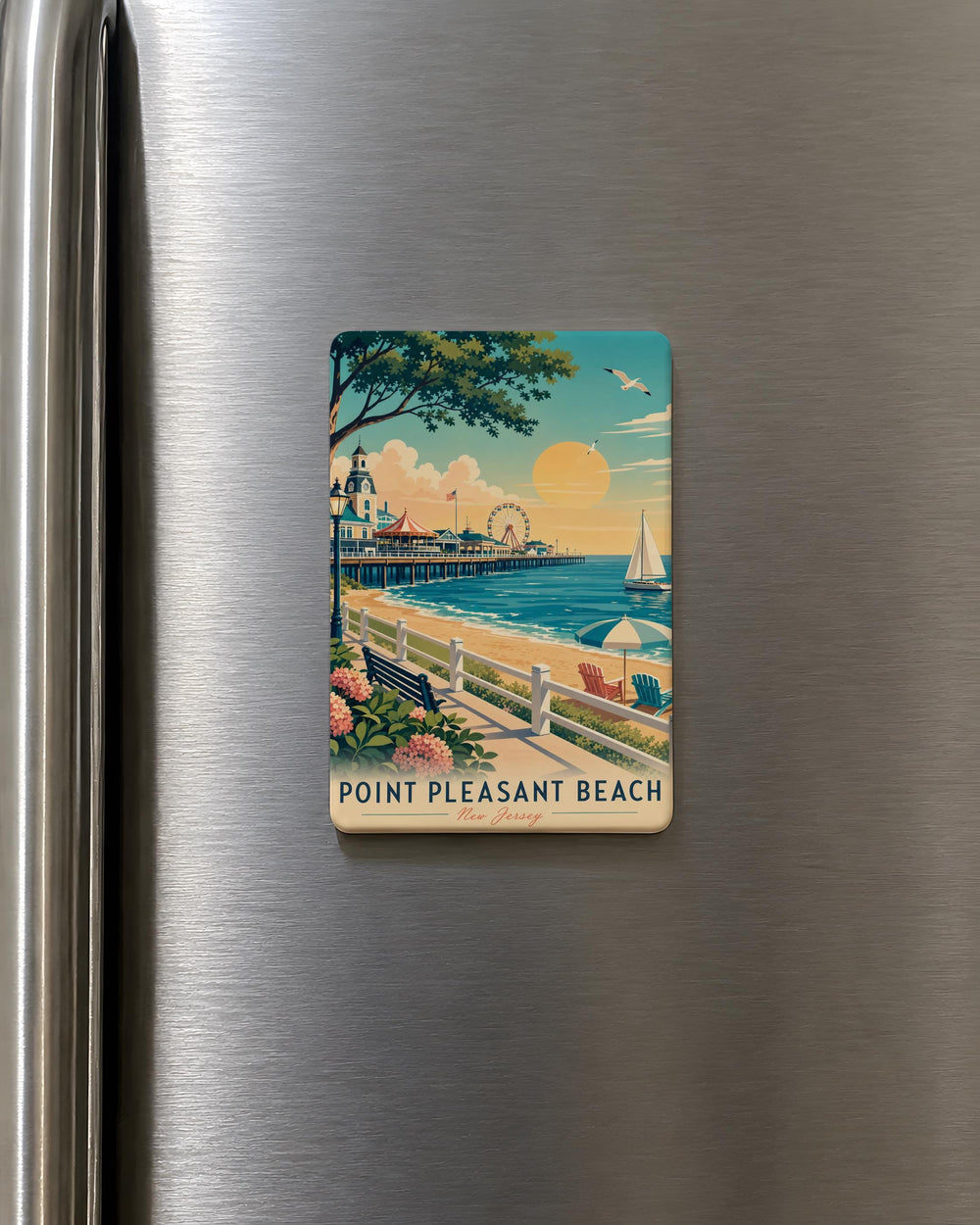 Point Pleasant Beach NJ Fridge Magnet, New Jersey Shore Souvenir Magnet, Boardwalk Beach Town Travel Keepsake Magnet