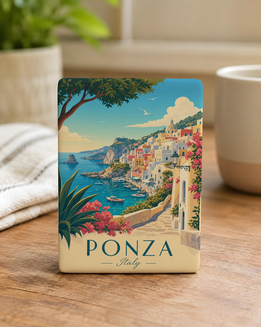 Ponza Italy Fridge Magnet, Ponza Island Souvenir Magnet, Italy Travel Gift, Mediterranean Coastal Town Keepsake Magnet