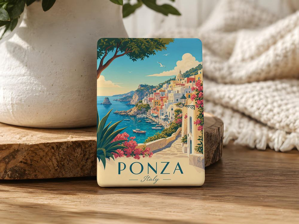 Ponza Italy Fridge Magnet, Ponza Island Souvenir Magnet, Italy Travel Gift, Mediterranean Coastal Town Keepsake Magnet