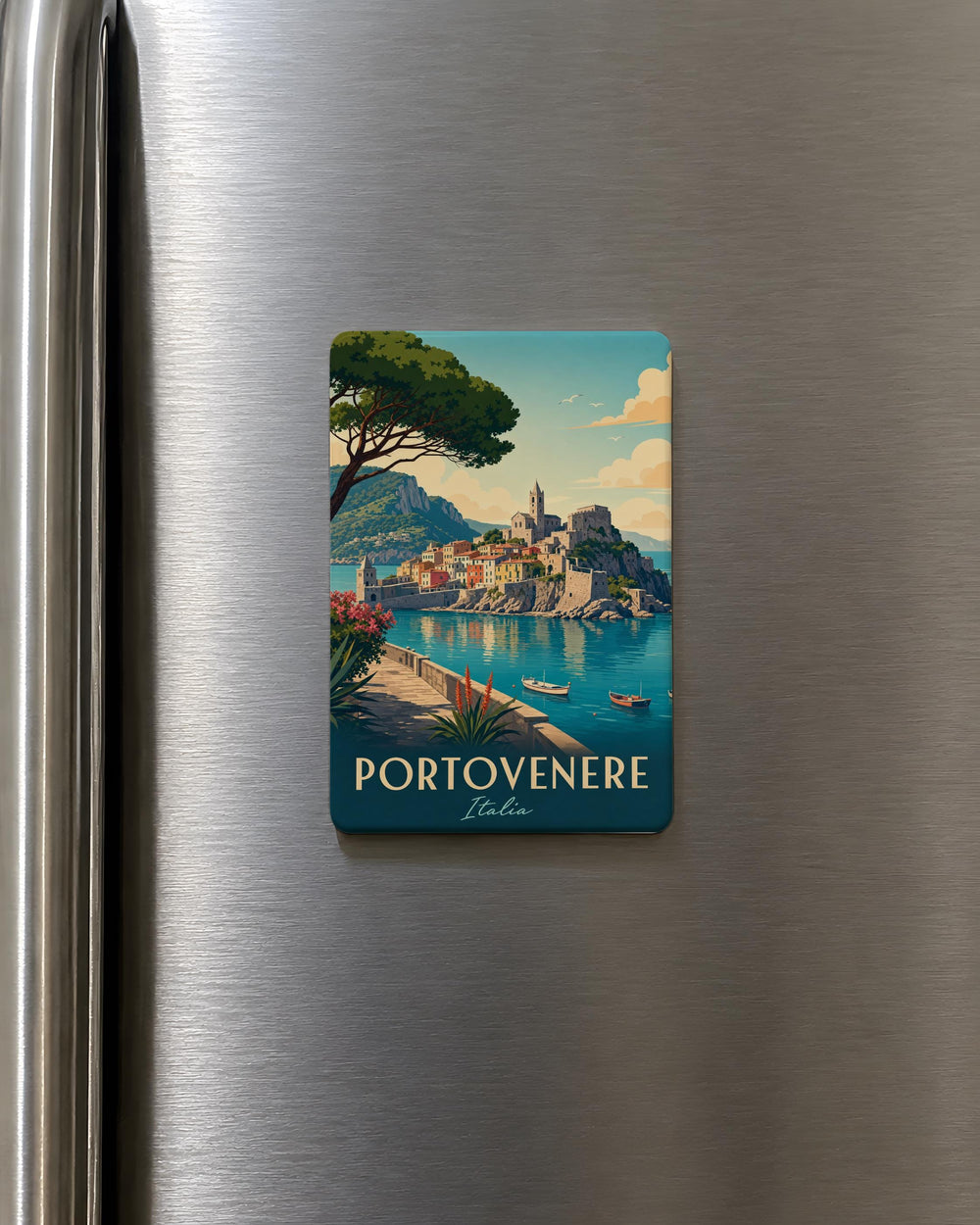Portovenere Italy Fridge Magnet, Portovenere Harbor Village Souvenir Magnet, Liguria Coastal Travel Keepsake Magnet