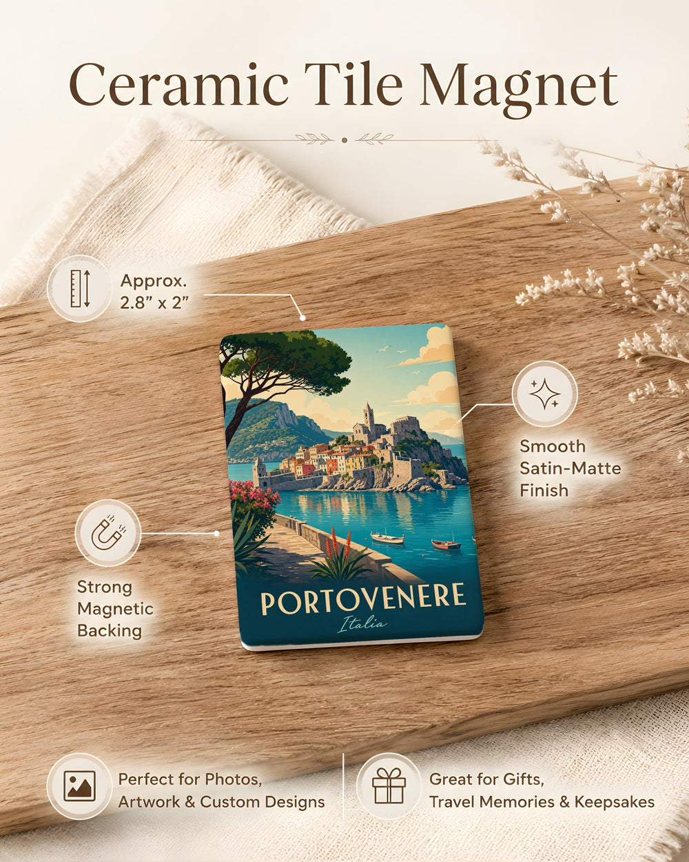 Portovenere Italy Fridge Magnet, Portovenere Harbor Village Souvenir Magnet, Liguria Coastal Travel Keepsake Magnet
