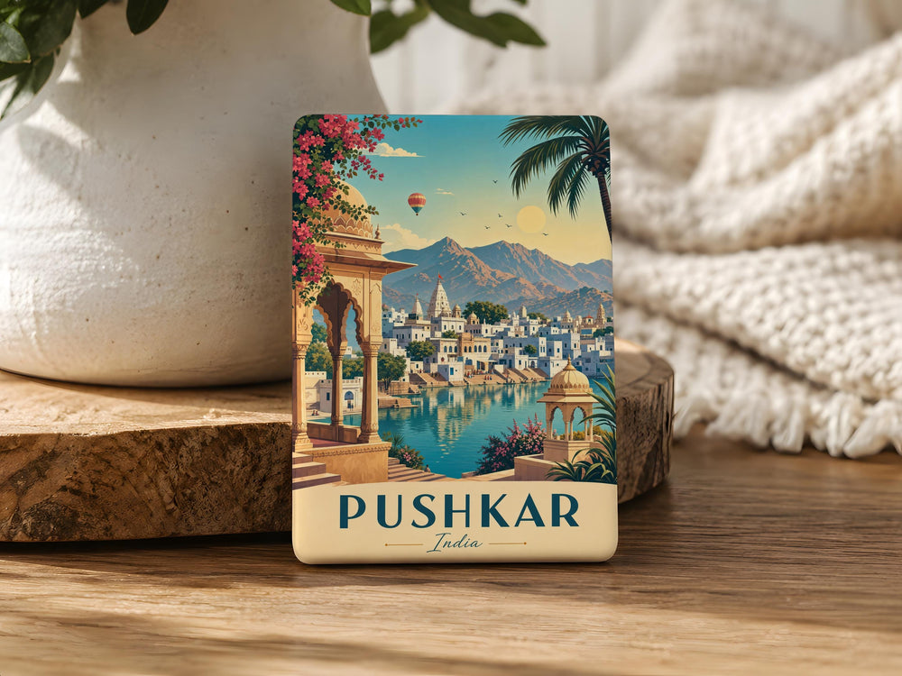 Pushkar India Fridge Magnet, Pushkar Rajasthan Souvenir Magnet, India Travel Gift, Pushkar City Landmark Keepsake Magnet