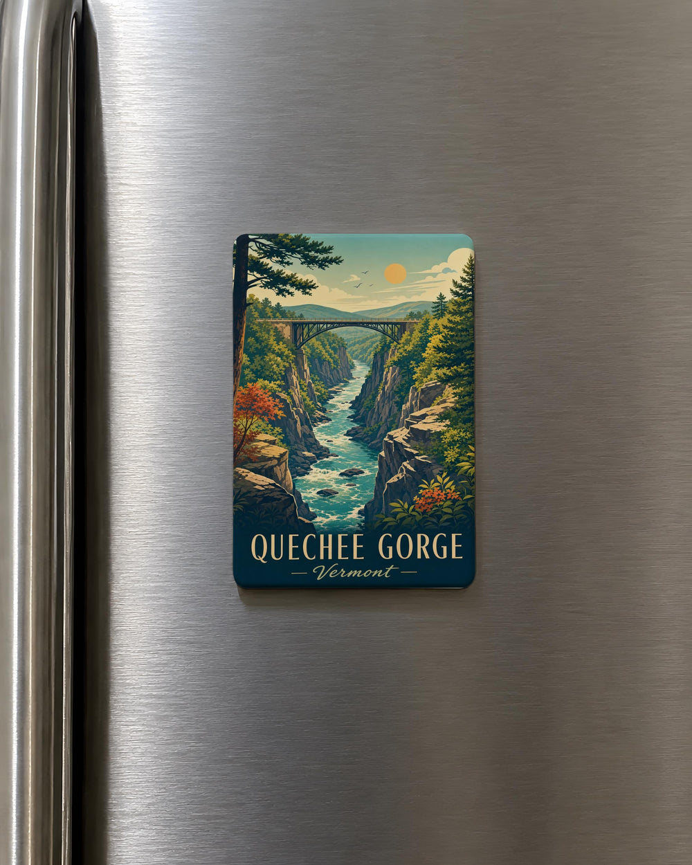 Quechee Gorge Fridge Magnet, Vermont Gorge Souvenir Magnet, Quechee State Park Travel Keepsake Magnet
