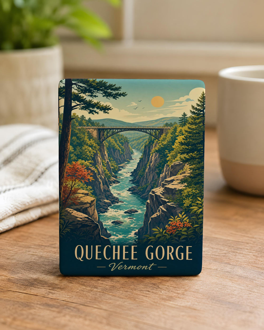 Quechee Gorge Fridge Magnet, Vermont Gorge Souvenir Magnet, Quechee State Park Travel Keepsake Magnet