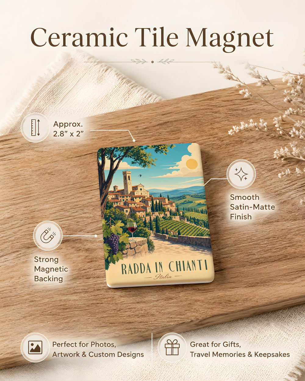 Radda in Chianti Fridge Magnet, Tuscany Italy Travel Souvenir, Chianti Wine Region Keepsake, Italian Village Gift