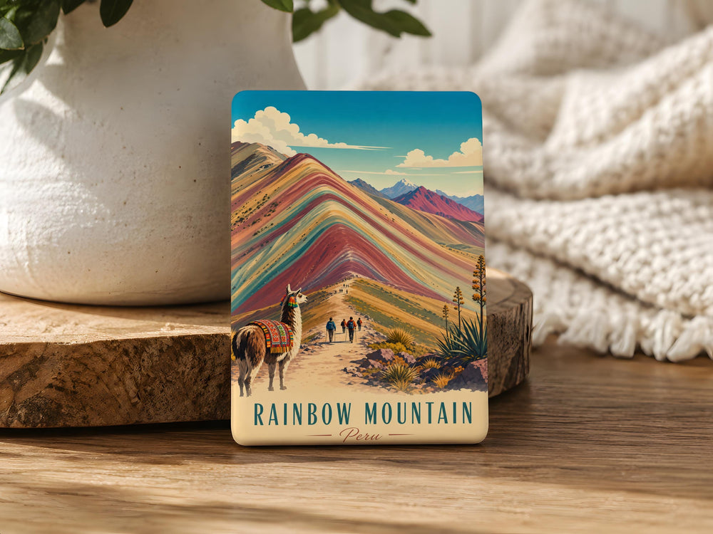 Rainbow Mountain Peru Fridge Magnet, Vinicunca Andes Souvenir Magnet, Peru Travel Gift, Mountain Landscape Kitchen Magnet