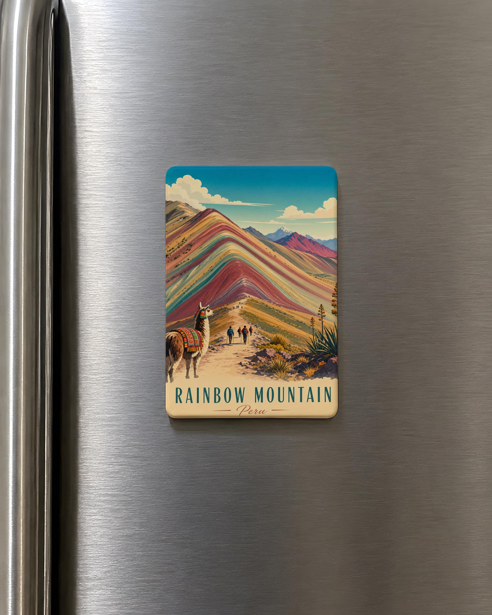 Rainbow Mountain Peru Fridge Magnet, Vinicunca Andes Souvenir Magnet, Peru Travel Gift, Mountain Landscape Kitchen Magnet