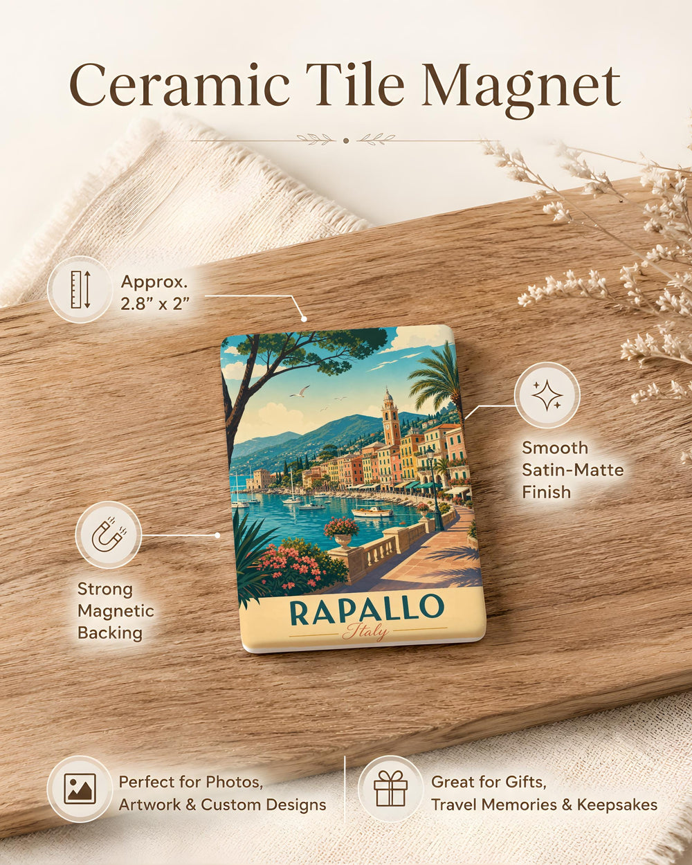 Rapallo Italy Fridge Magnet, Rapallo Liguria Souvenir Magnet, Italian Riviera Travel Gift, Rapallo Coastal Town Keepsake Magnet