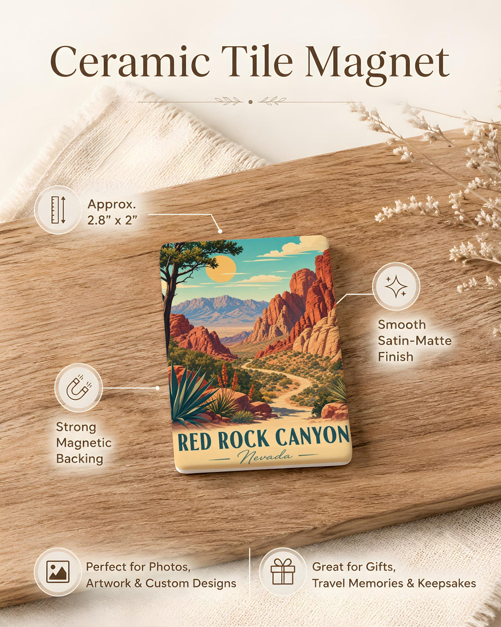 Red Rock Canyon Nevada Fridge Magnet, Red Rock Canyon Scenic Souvenir Magnet, Las Vegas Nevada Travel Gift Magnet