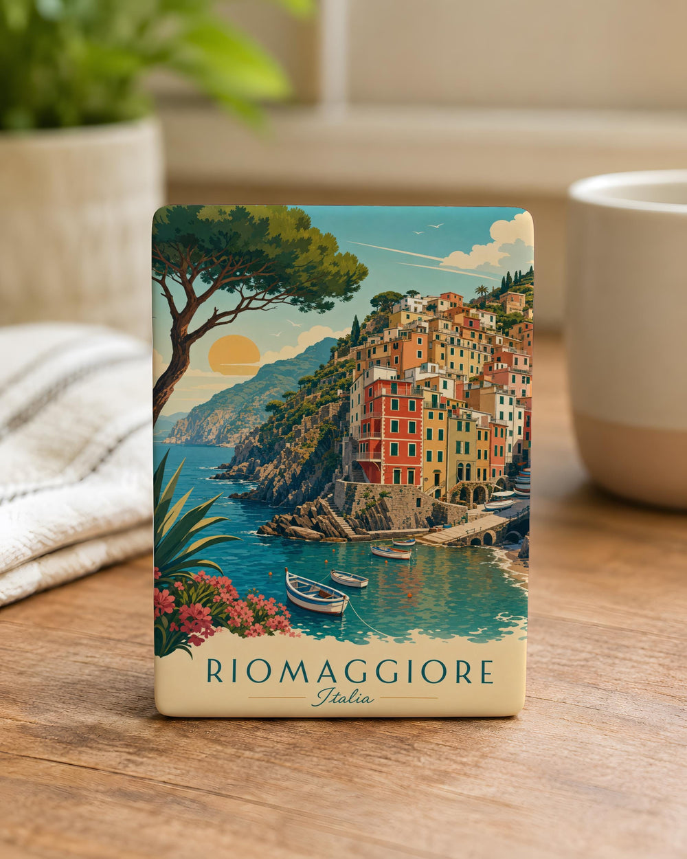 Riomaggiore Fridge Magnet, Cinque Terre Italy Coastal Village Souvenir, Scenic Harbor Cliffside Houses Travel Gift