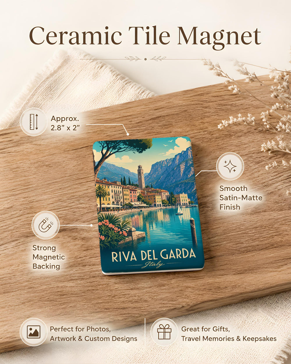 Riva del Garda Fridge Magnet, Lake Garda Italy Souvenir Magnet, Northern Italy Travel Gift, Riva del Garda Landmark Magnet