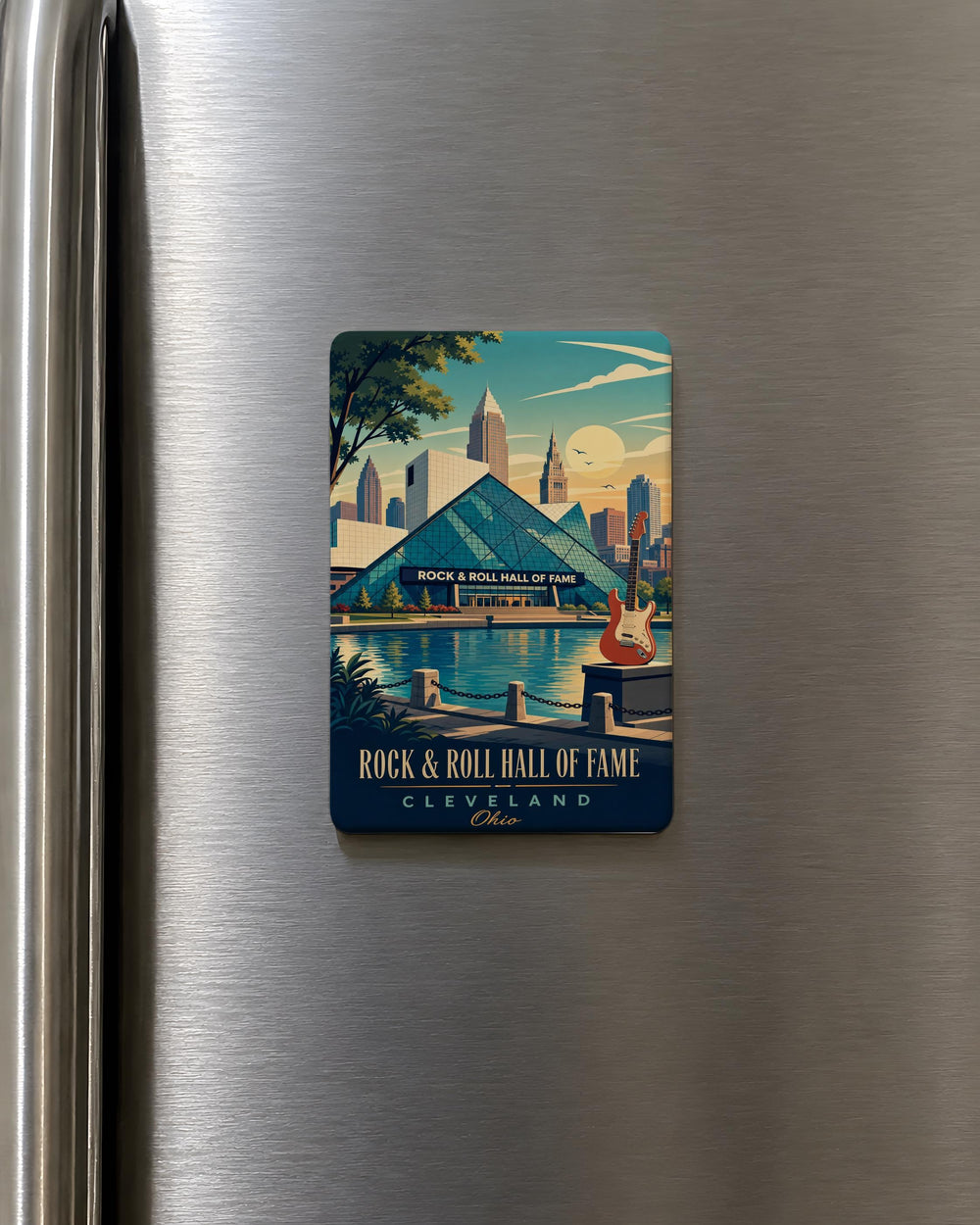 Rock and Roll Hall of Fame Fridge Magnet, Cleveland Music Landmark Souvenir Magnet, Rock Music Museum Gift
