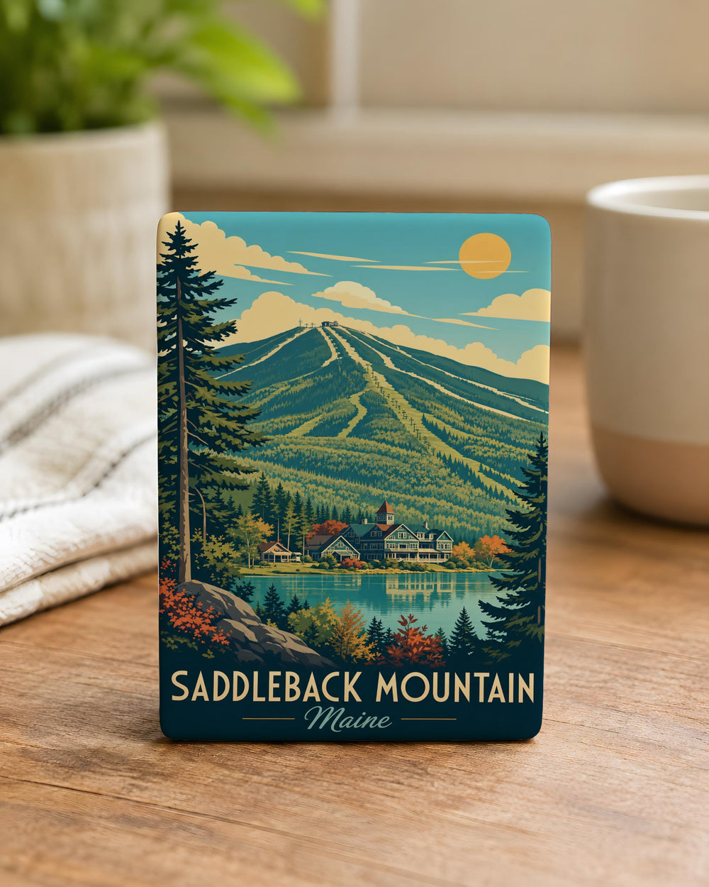 Saddleback Mountain Maine Fridge Magnet, Rangeley Lakes Region Souvenir Magnet, Maine Mountain Travel Keepsake Magnet