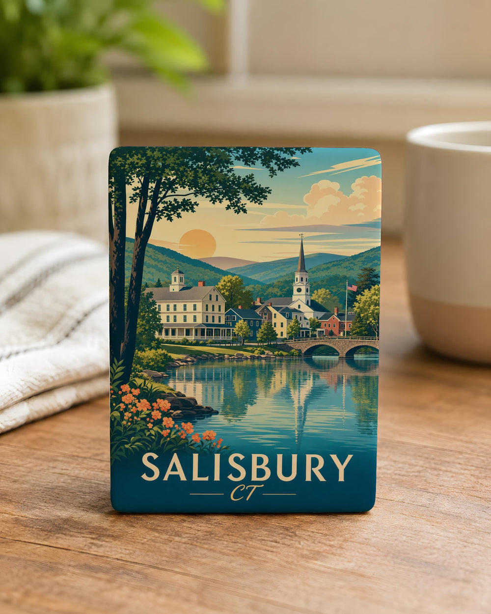 Salisbury CT Fridge Magnet, Salisbury Connecticut Souvenir Magnet, Town Travel Keepsake, New England Gift, Connecticut Decor Magnet