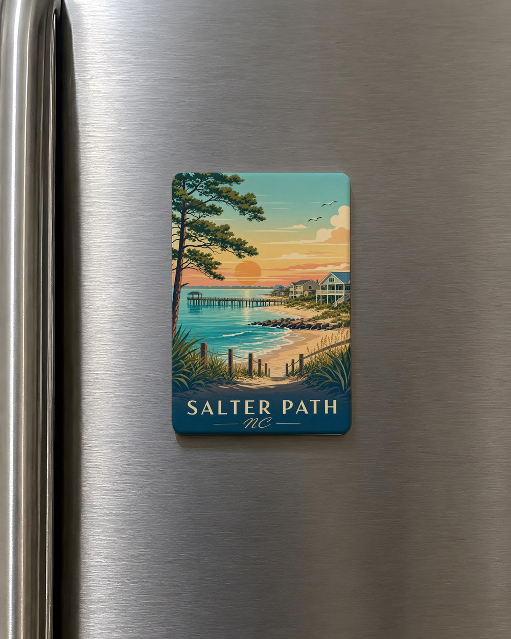 Salter Path NC Fridge Magnet, North Carolina Outer Banks Souvenir, Salter Path Coastal Town Keepsake Magnet