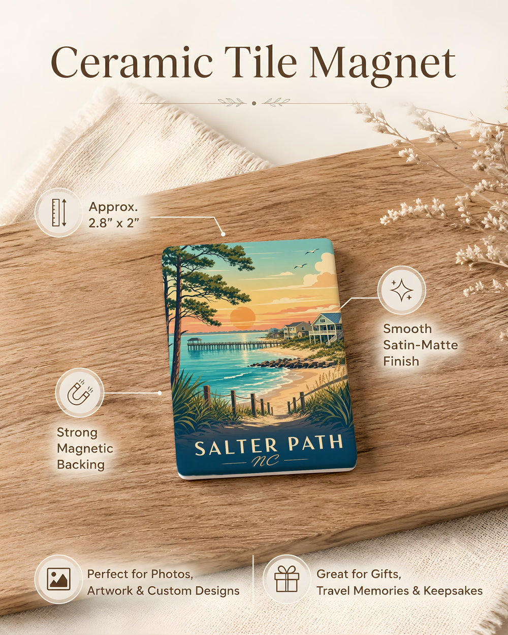 Salter Path NC Fridge Magnet, North Carolina Outer Banks Souvenir, Salter Path Coastal Town Keepsake Magnet