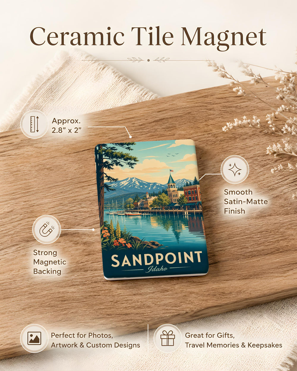 Sandpoint Idaho Fridge Magnet, Sandpoint ID Souvenir Magnet, Lake Pend Oreille Travel Keepsake, Idaho Gift Magnet