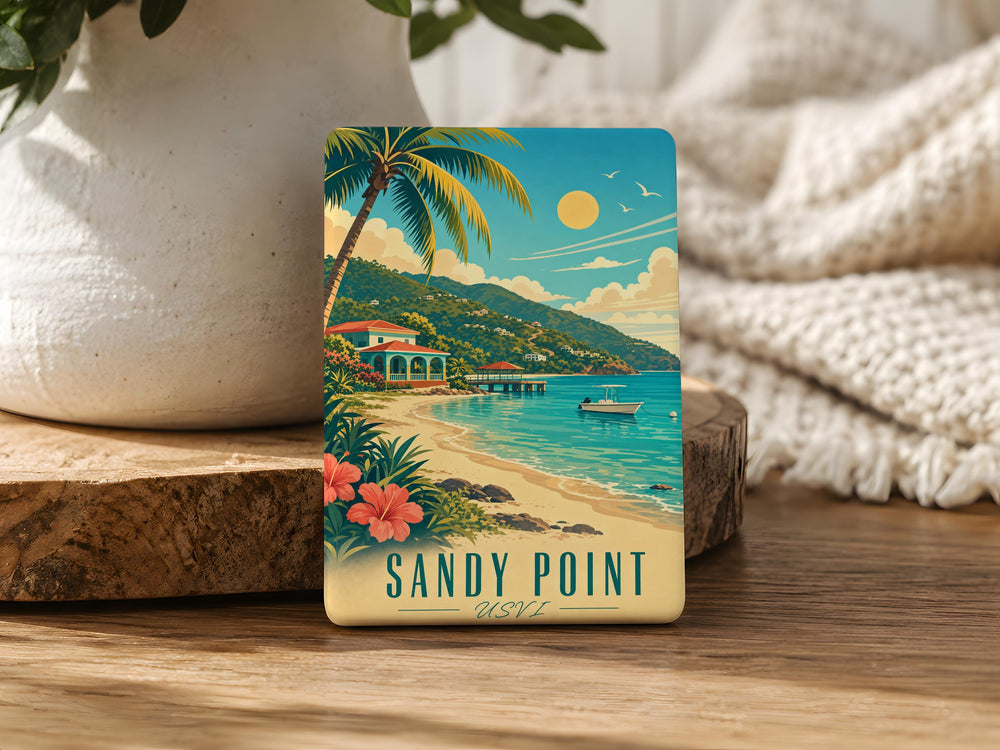 Sandy Point USVI Fridge Magnet, St Croix Beach Souvenir, Caribbean Island Travel Gift, Sea Turtle Nesting Sanctuary Keepsake