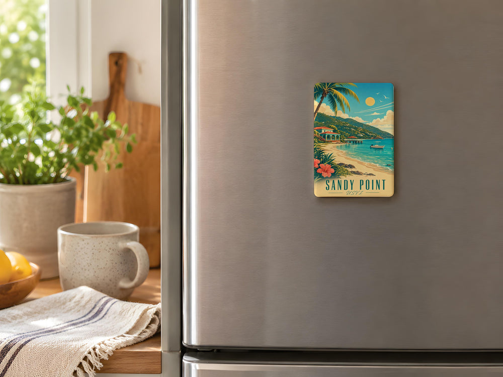 Sandy Point USVI Fridge Magnet, St Croix Beach Souvenir, Caribbean Island Travel Gift, Sea Turtle Nesting Sanctuary Keepsake