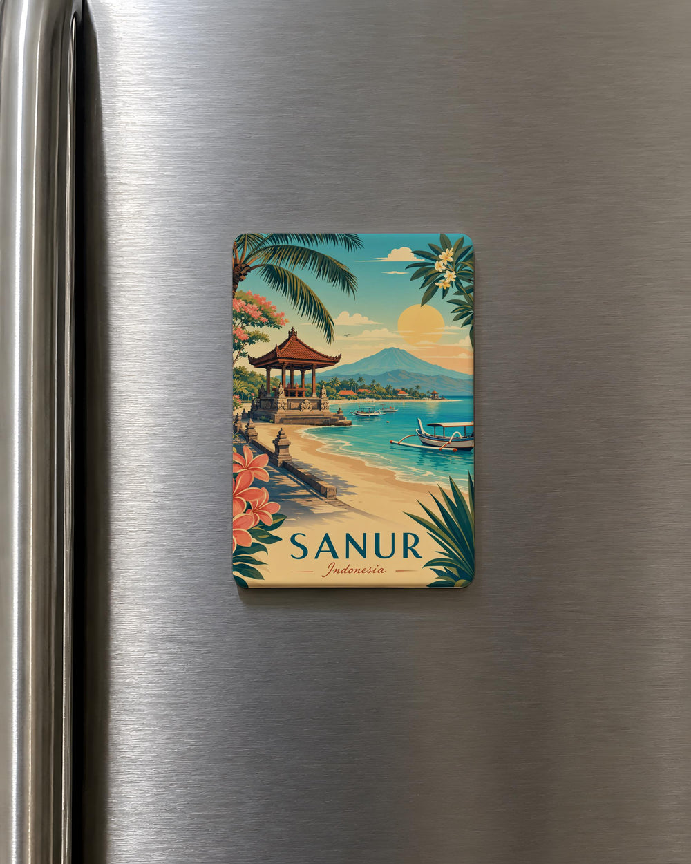 Sanur Indonesia Fridge Magnet, Bali Beach Souvenir Magnet, Sanur Landmark Travel Keepsake, Indonesia Vacation Gift Magnet