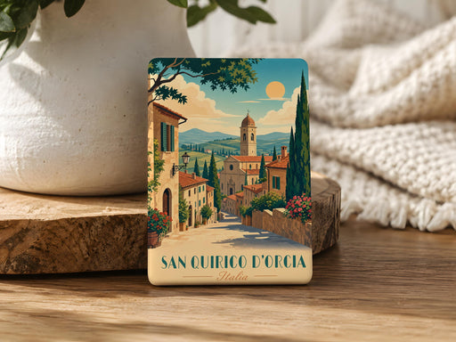 San Quirico d'Orcia Italy Travel Fridge Magnet, Tuscan Village Souvenir Magnet, Val d'Orcia Landmark Magnet
