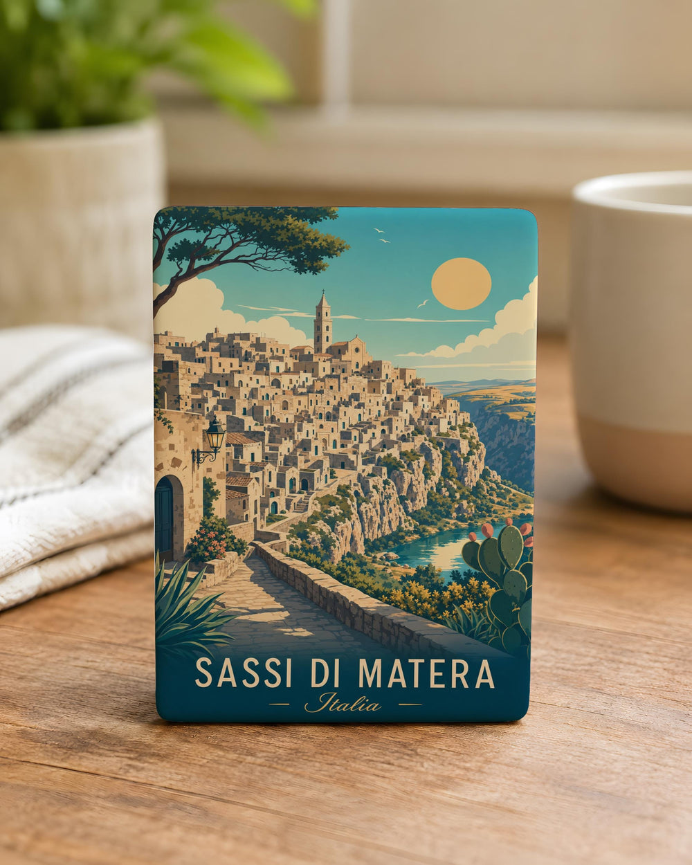 Sassi di Matera Fridge Magnet, Matera Italy Cave Dwellings Souvenir Magnet, Historic Stone Houses Travel Keepsake Magnet