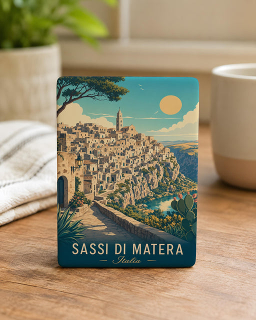 Sassi di Matera Fridge Magnet, Matera Italy Cave Dwellings Souvenir Magnet, Historic Stone Houses Travel Keepsake Magnet