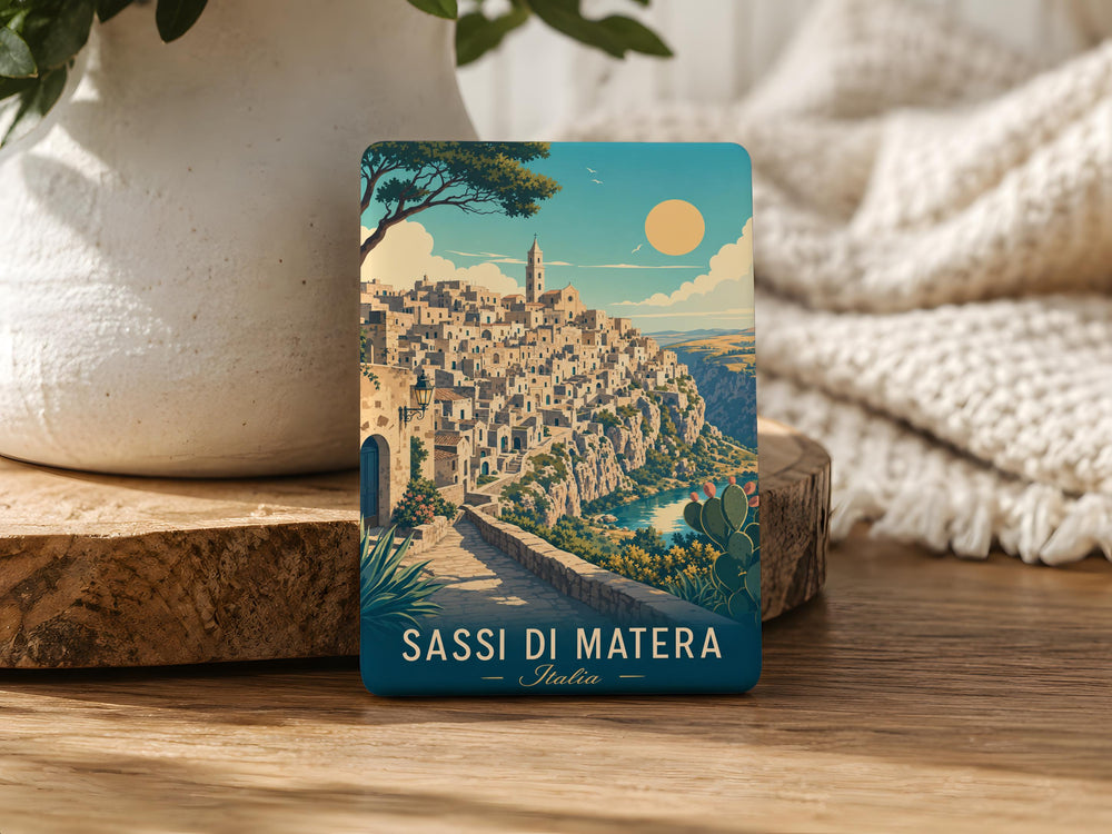 Sassi di Matera Fridge Magnet, Matera Italy Cave Dwellings Souvenir Magnet, Historic Stone Houses Travel Keepsake Magnet