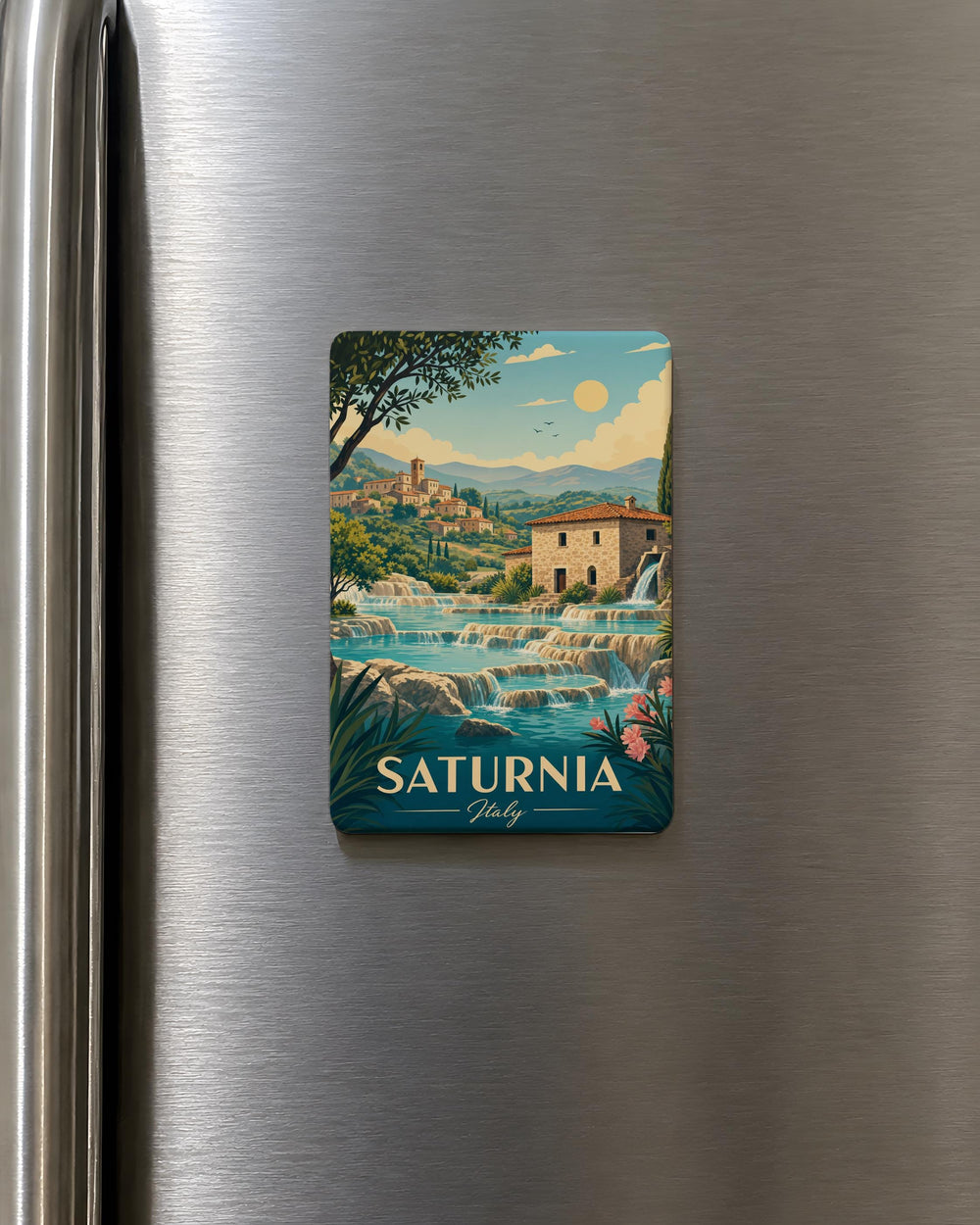 Saturnia Italy Fridge Magnet, Saturnia Hot Springs Souvenir Magnet, Tuscany Travel Keepsake, Cascate del Mulino Gift