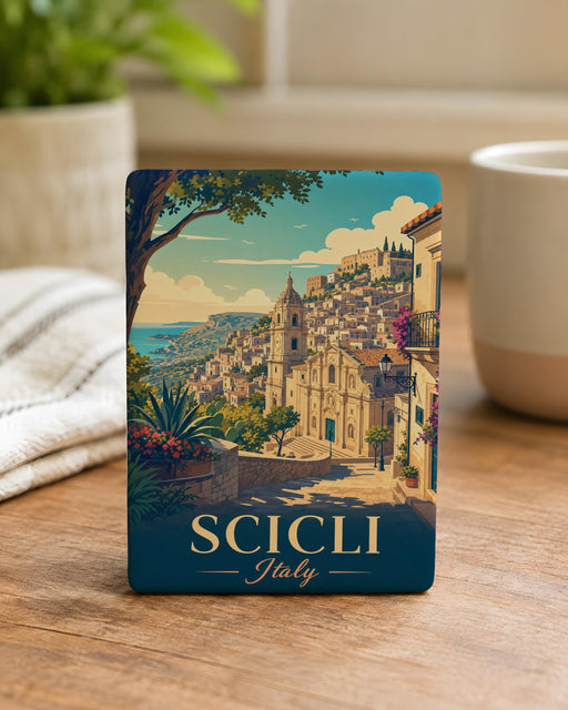 Scicli Italy Fridge Magnet, Sicilian Baroque Town Souvenir, Travel Gift, Italy Vacation Keepsake, Scicli Landmark Magnet