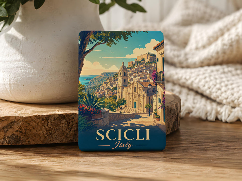 Scicli Italy Fridge Magnet, Sicilian Baroque Town Souvenir, Travel Gift, Italy Vacation Keepsake, Scicli Landmark Magnet
