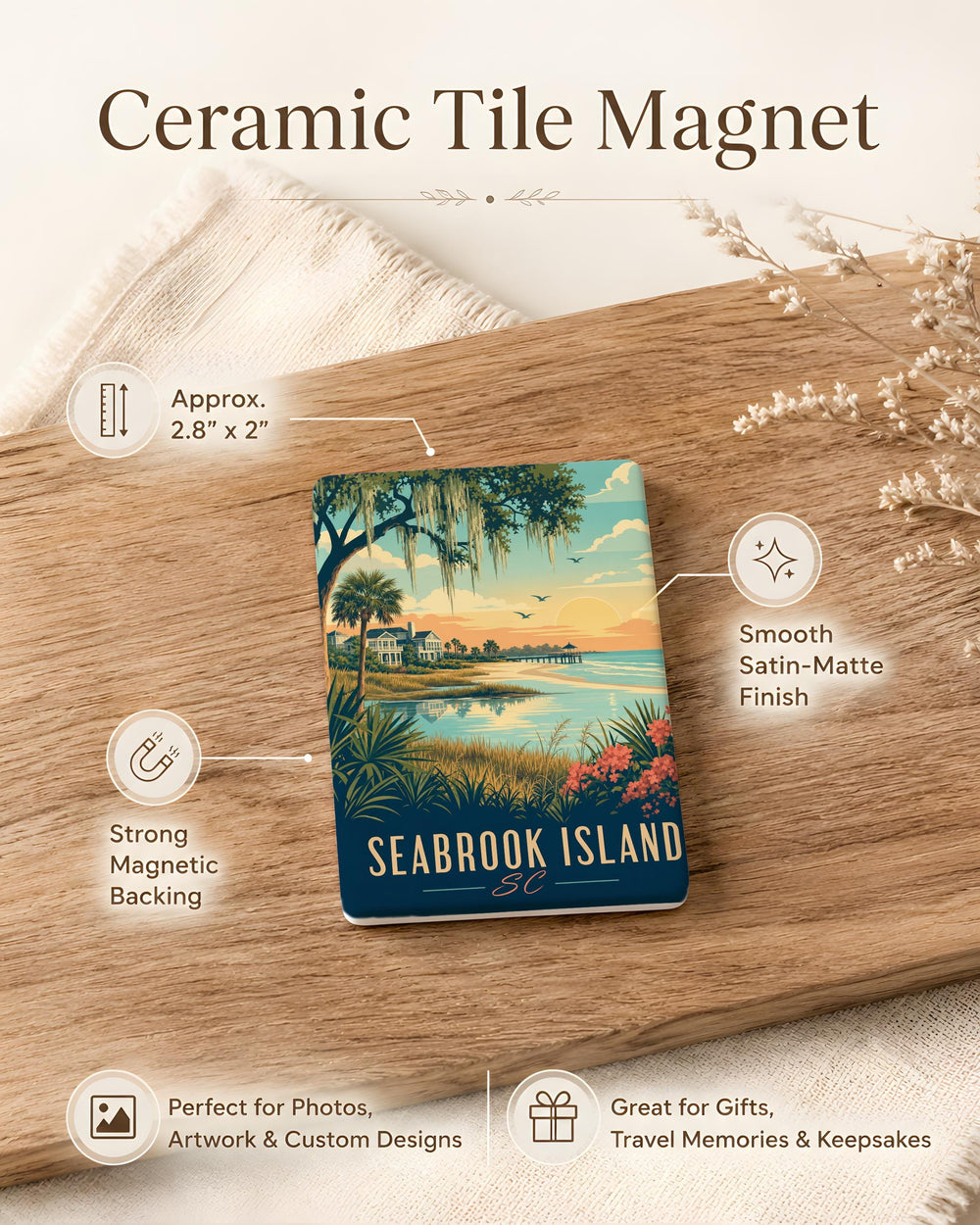 Seabrook Island SC Fridge Magnet, South Carolina Coastal Souvenir Magnet, Seabrook Island Travel Keepsake Magnet
