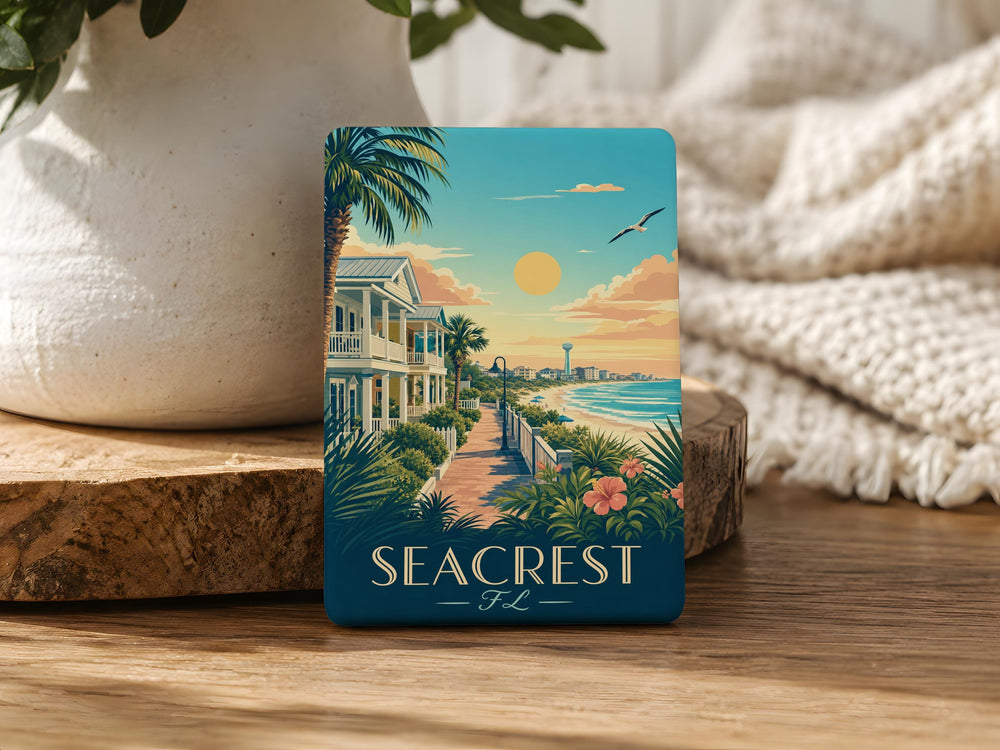 Seacrest FL Fridge Magnet, Seacrest Florida Souvenir Magnet, Beach Town Travel Keepsake, Coastal Vacation Gift
