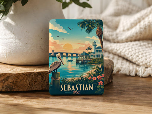 Sebastian Florida Fridge Magnet, Sebastian FL Souvenir Magnet, Indian River Lagoon Coastal Town Travel Keepsake Magnet