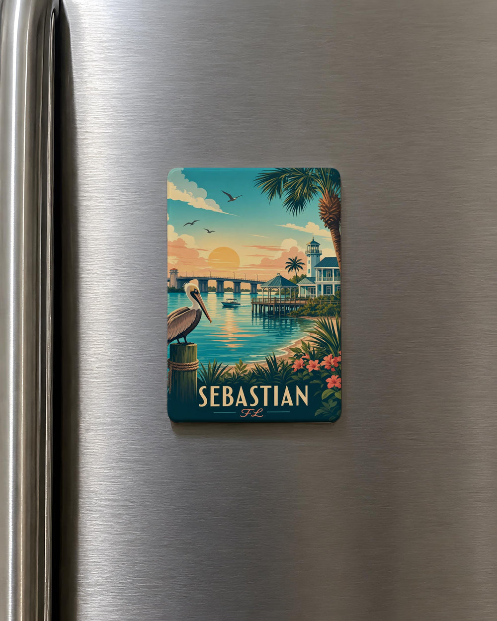 Sebastian Florida Fridge Magnet, Sebastian FL Souvenir Magnet, Indian River Lagoon Coastal Town Travel Keepsake Magnet