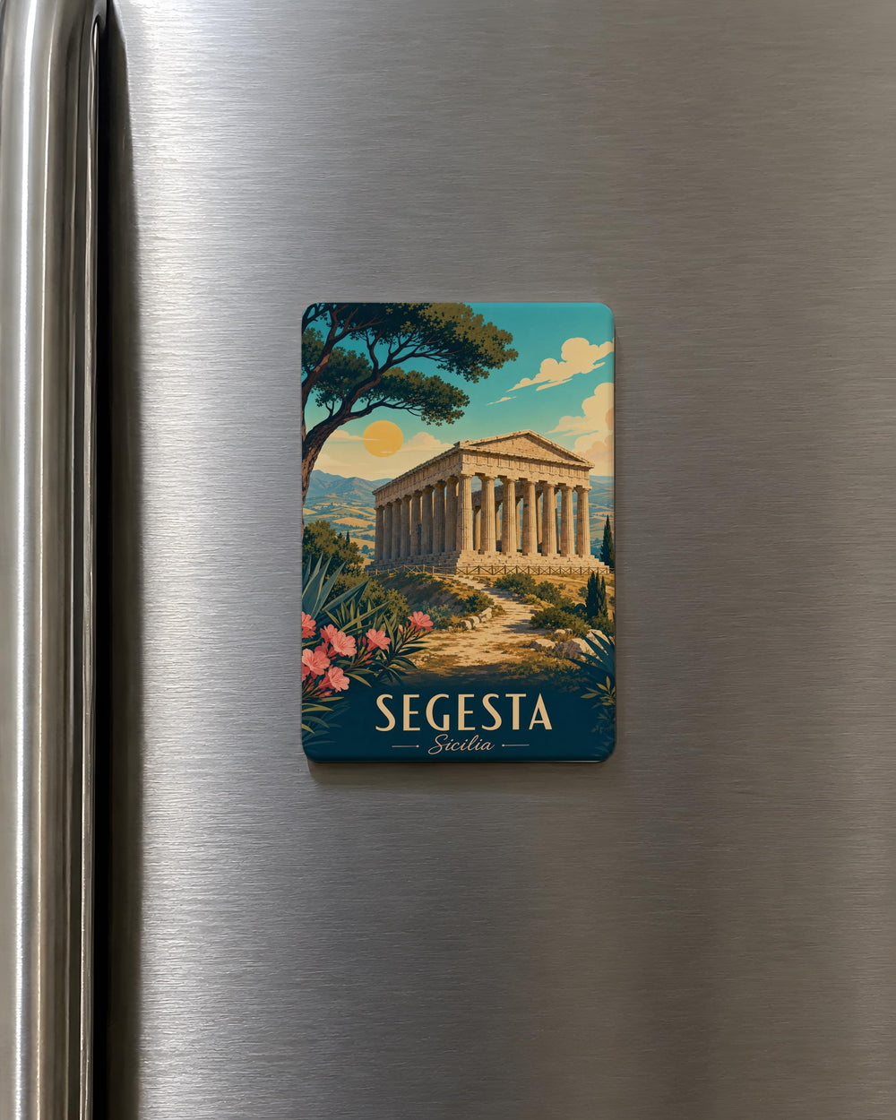 Segesta Temple Fridge Magnet, Ancient Greek Temple Ruins Sicily Souvenir Magnet, Archaeology Travel Keepsake Magnet