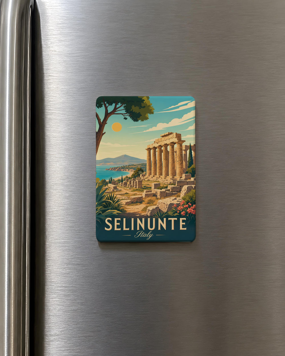 Selinunte Ruins Fridge Magnet, Ancient Greek Temple Ruins Souvenir, Sicily Italy Archaeological Site Travel Keepsake Magnet