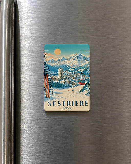 Sestriere Italy Fridge Magnet, Sestriere Ski Resort Souvenir, Italian Alps Mountain Travel Magnet, Piemonte Italy Gift