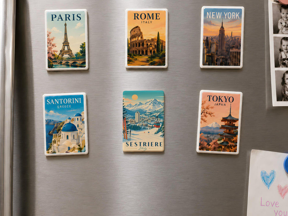 Sestriere Italy Fridge Magnet, Sestriere Ski Resort Souvenir, Italian Alps Mountain Travel Magnet, Piemonte Italy Gift