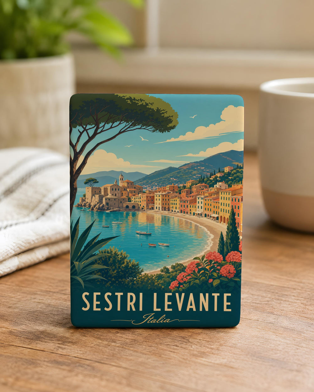 Sestri Levante Italy Fridge Magnet, Ligurian Coast Travel Souvenir Magnet, Italian Riviera Seaside Town Magnet