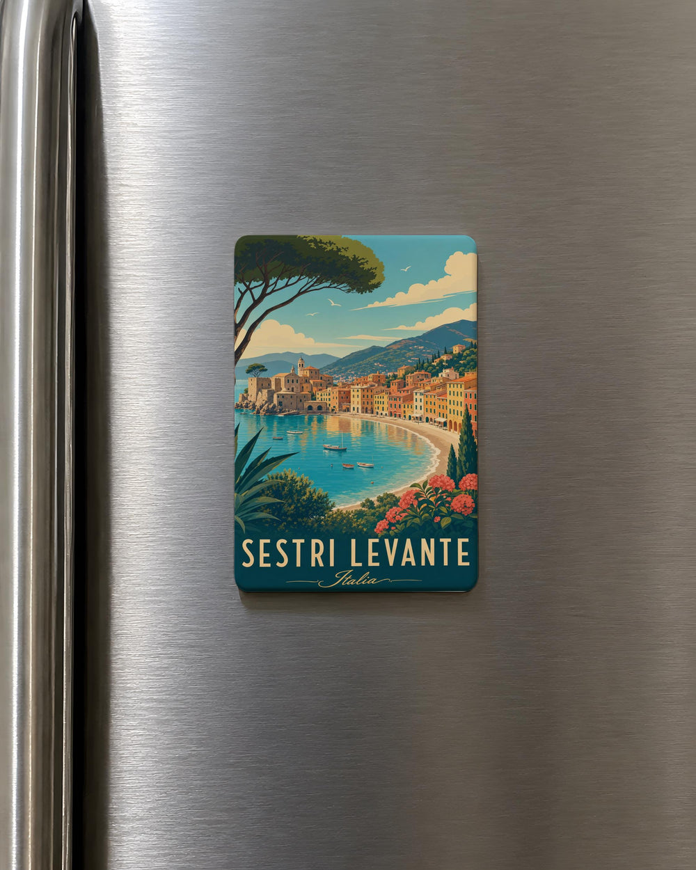 Sestri Levante Italy Fridge Magnet, Ligurian Coast Travel Souvenir Magnet, Italian Riviera Seaside Town Magnet