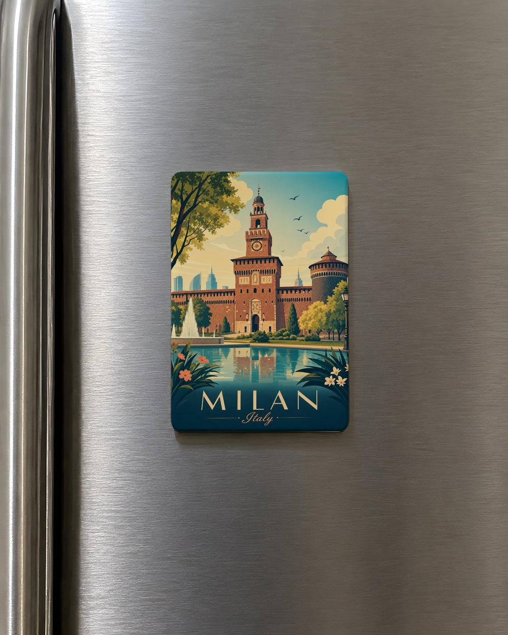 Sforza Castle Fridge Magnet, Milan Italy Landmark Souvenir Magnet, Castello Sforzesco Travel Gift Magnet